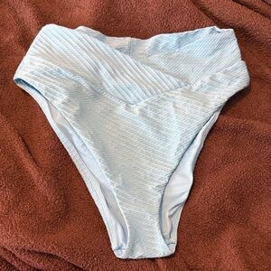 Aerie High-Waisted High Cut Cheeky Bikini Bottom- Aqua Blue